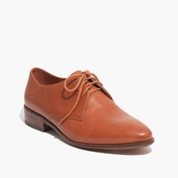 Madewell The Jess Brown Leather Lace-Up Pointy Toe Oxfords Women's Size 7 - Picture 1 of 12